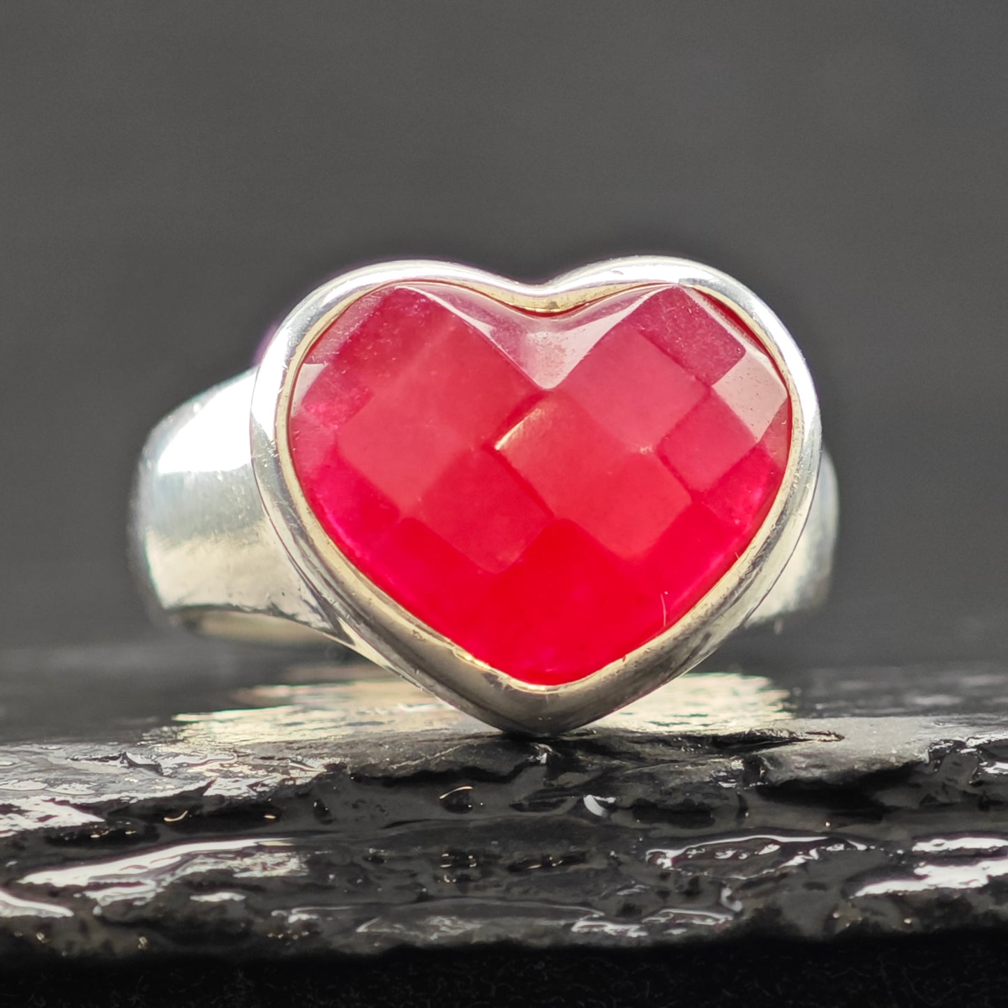 Quartz Heart Ring Sterling Silver Sz 8 R6304