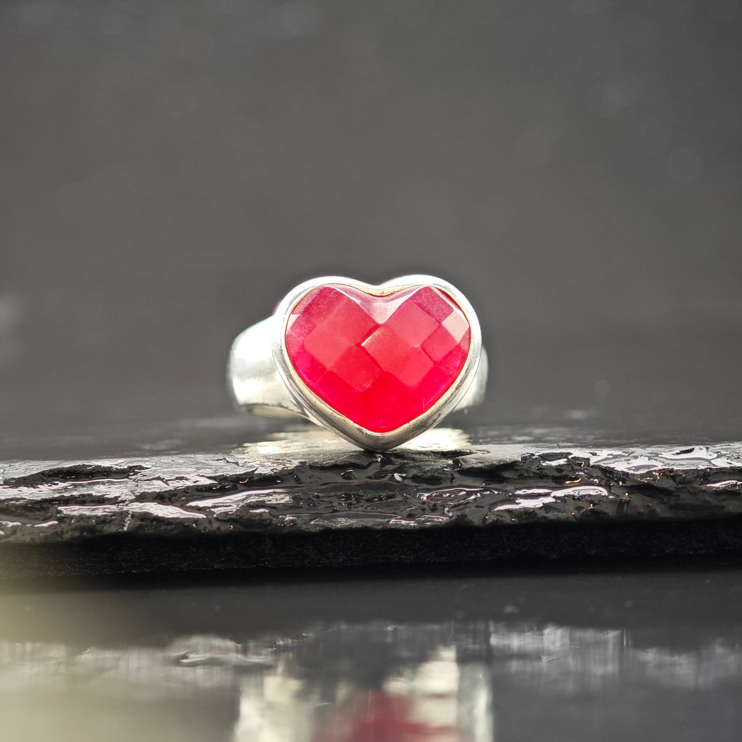 Quartz Heart Ring Sterling Silver Sz 8 R6304