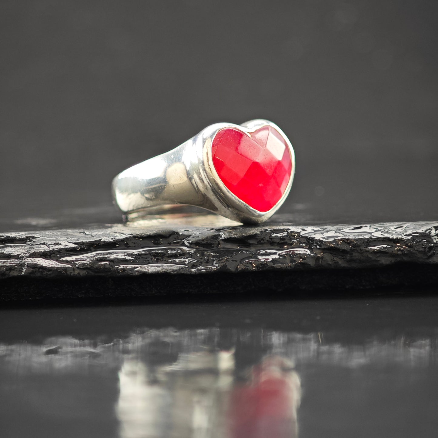 Quartz Heart Ring Sterling Silver Sz 8 R6304