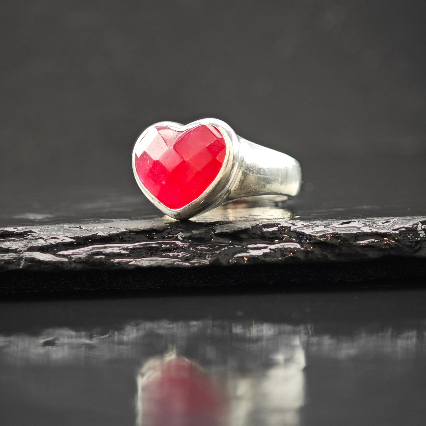 Quartz Heart Ring Sterling Silver Sz 8 R6304