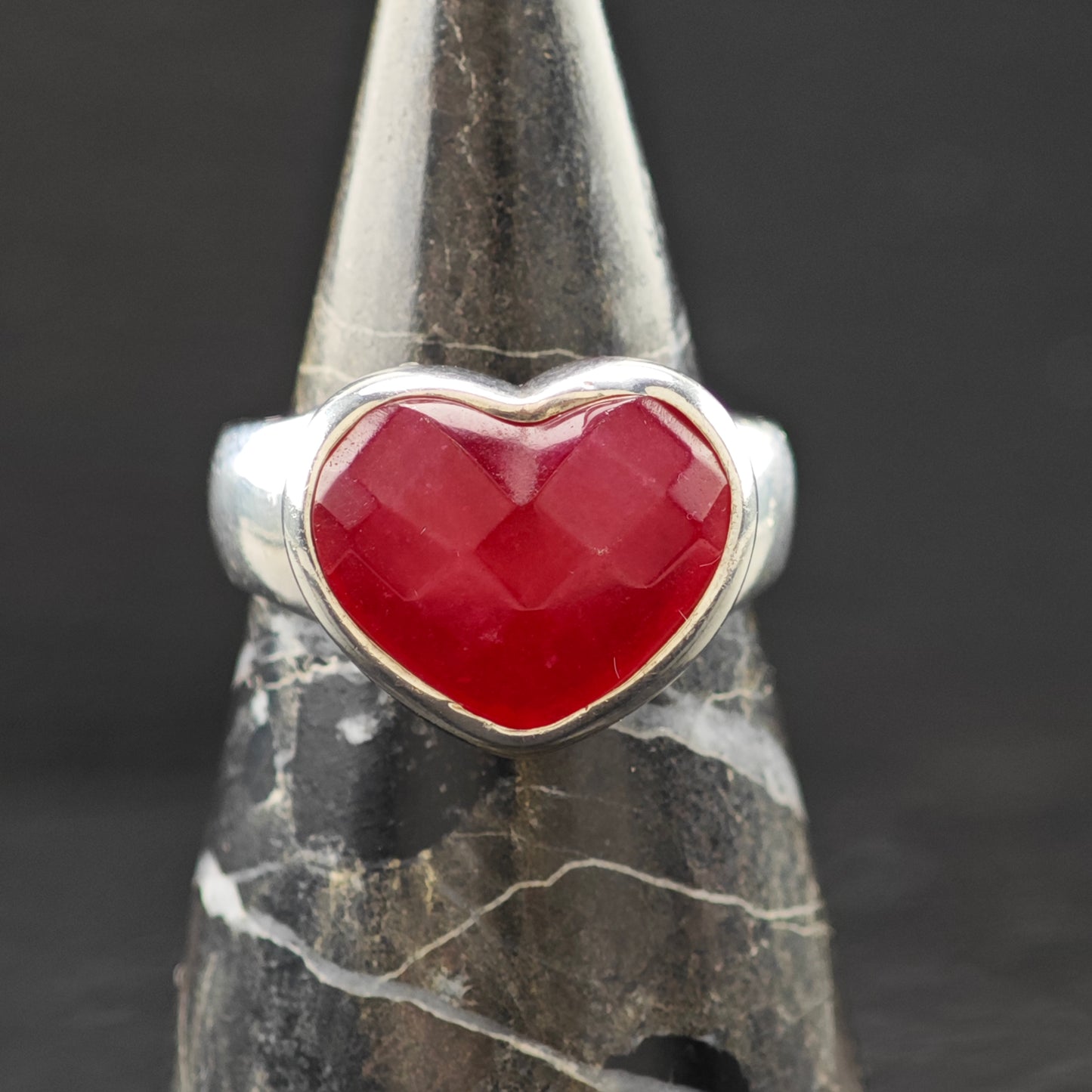 Quartz Heart Ring Sterling Silver Sz 8 R6304