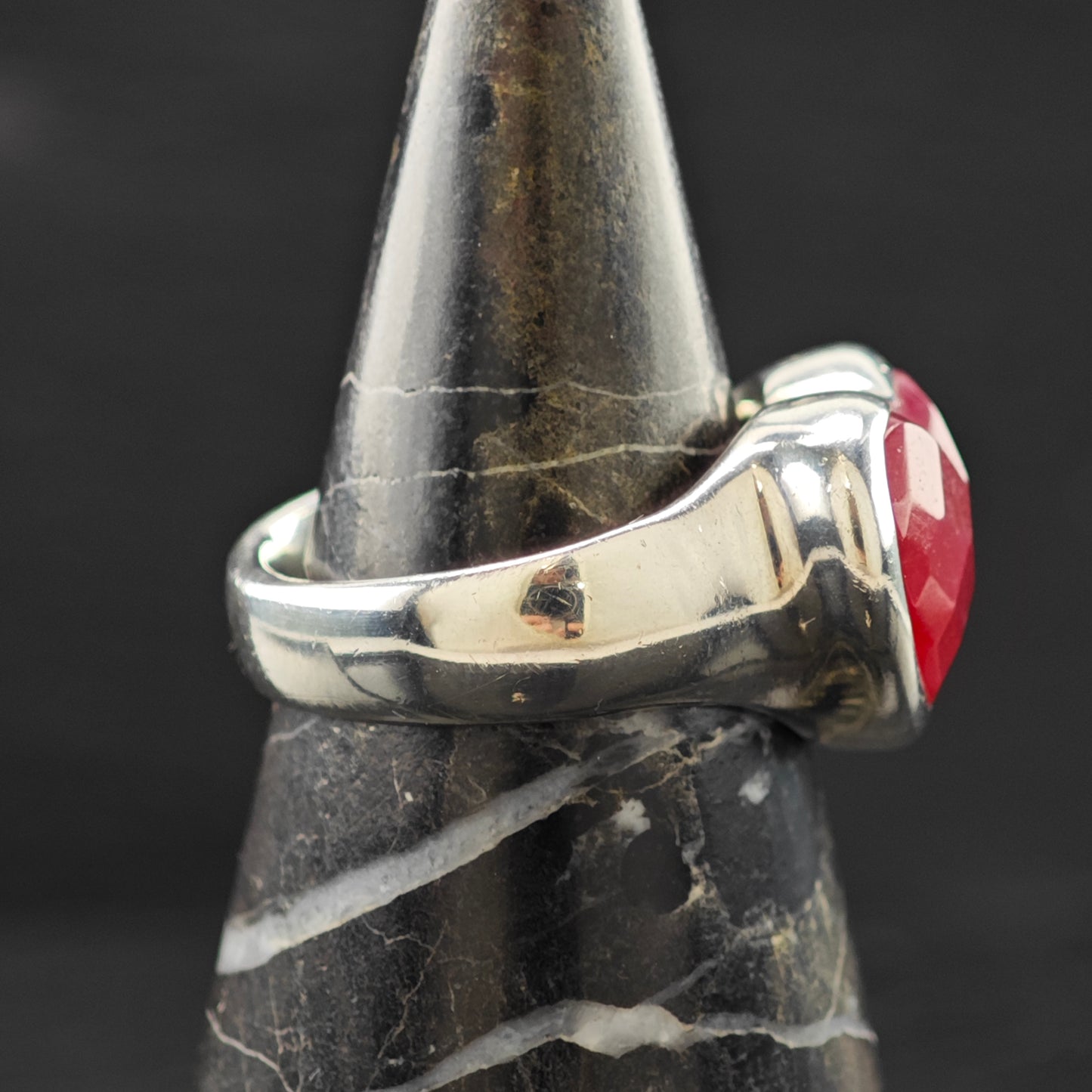 Quartz Heart Ring Sterling Silver Sz 8 R6304