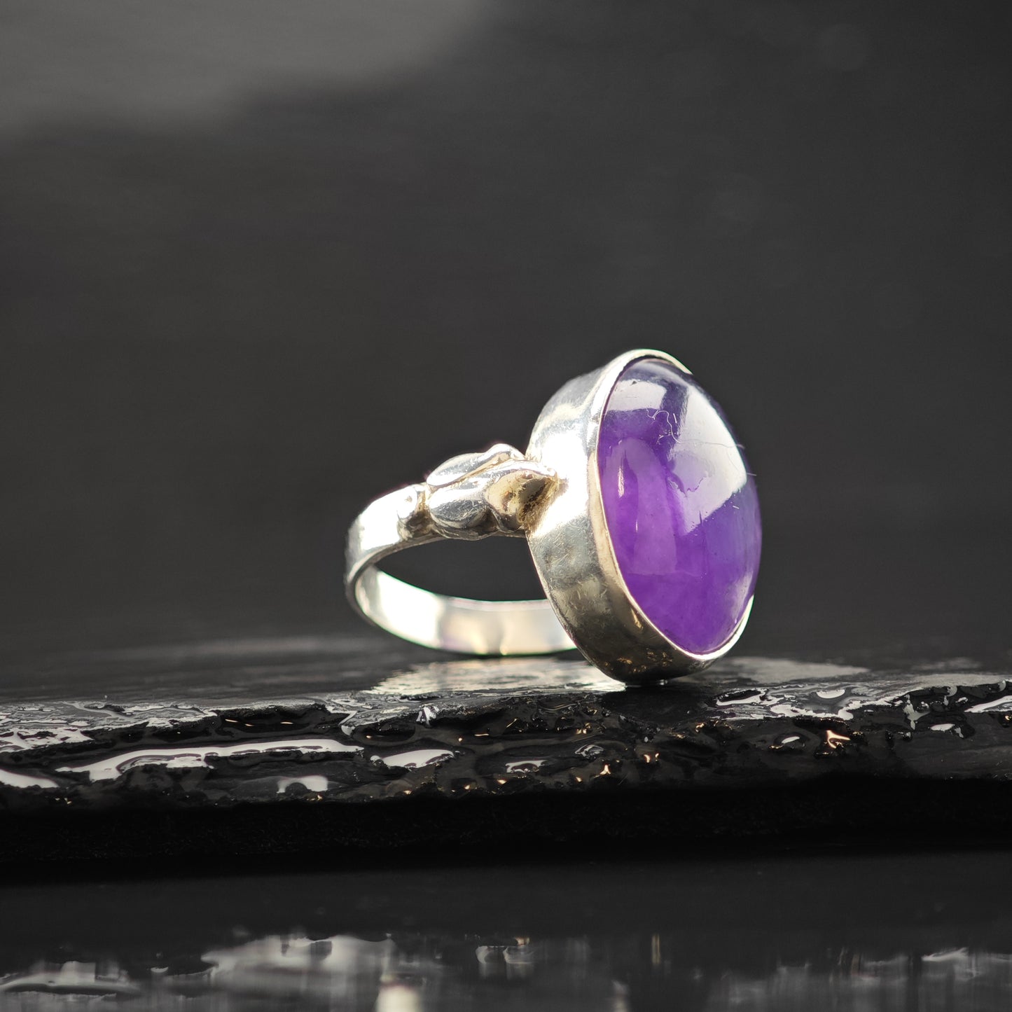 Cabochon Amethyst Ring Sterling Silver Sz 6 1/2 R6307