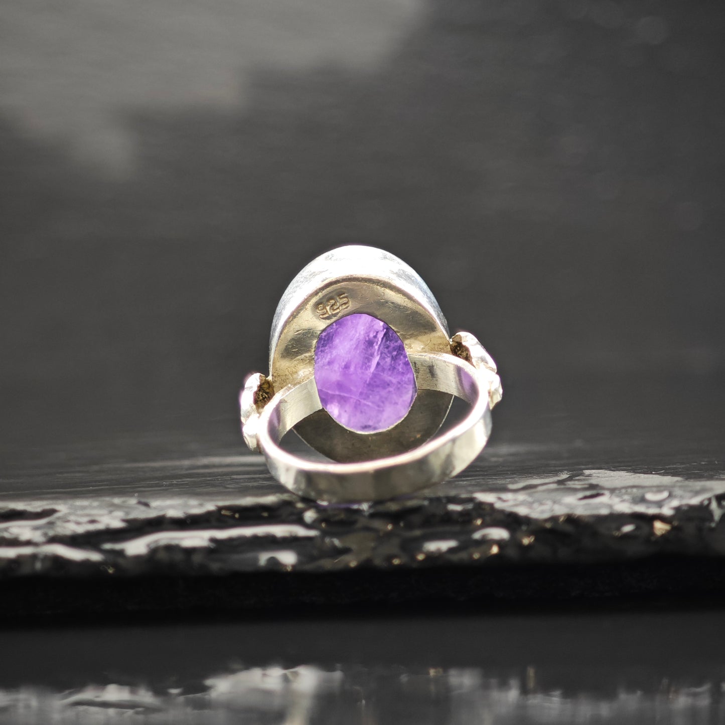 Cabochon Amethyst Ring Sterling Silver Sz 6 1/2 R6307