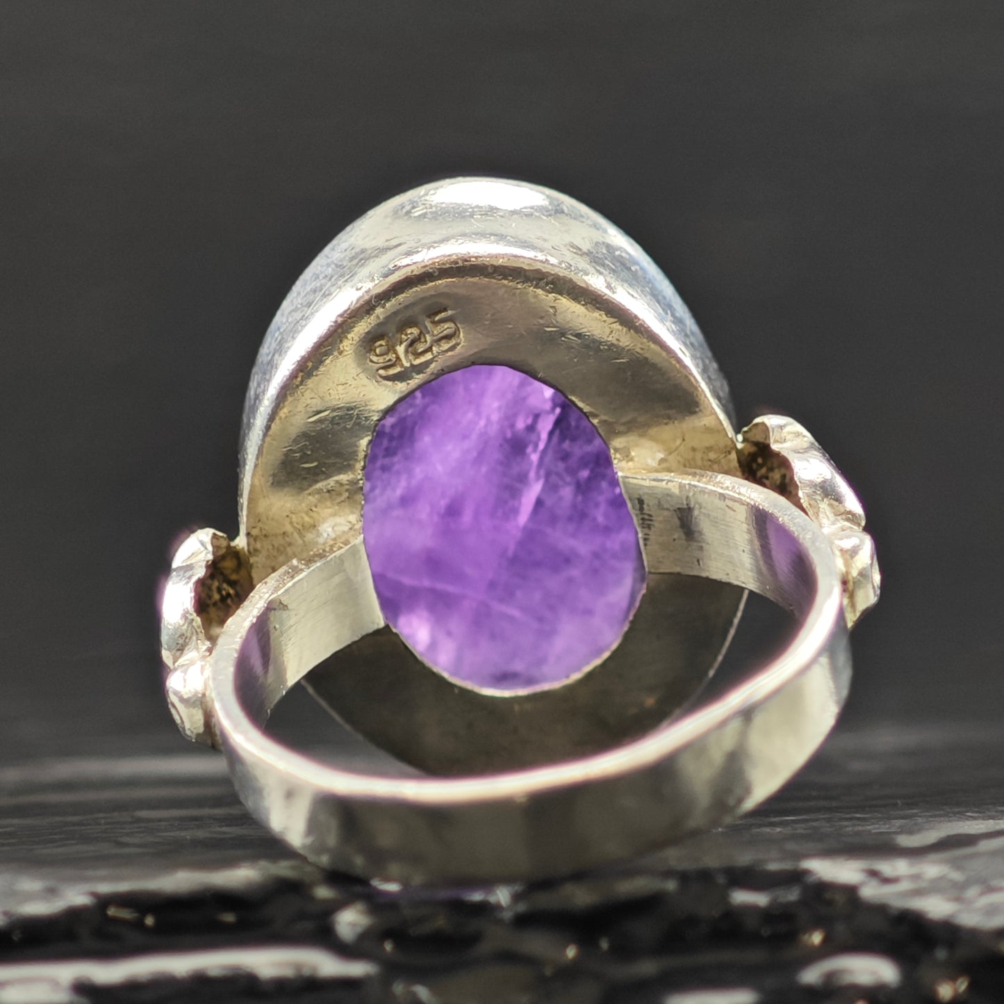 Cabochon Amethyst Ring Sterling Silver Sz 6 1/2 R6307