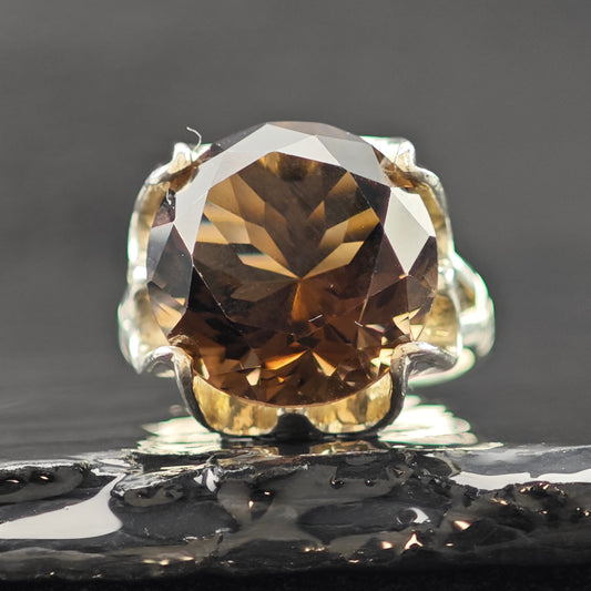 Smoky Quartz Ring Sterling Silver Sz 7 1/2 R6309