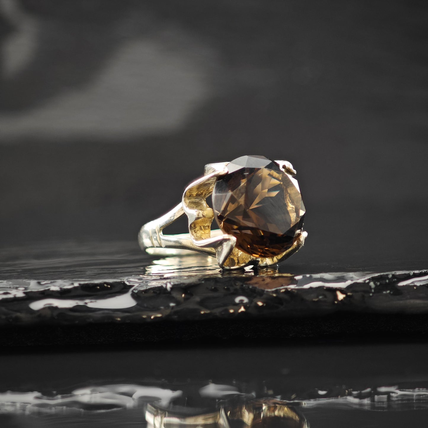 Smoky Quartz Ring Sterling Silver Sz 7 1/2 R6309