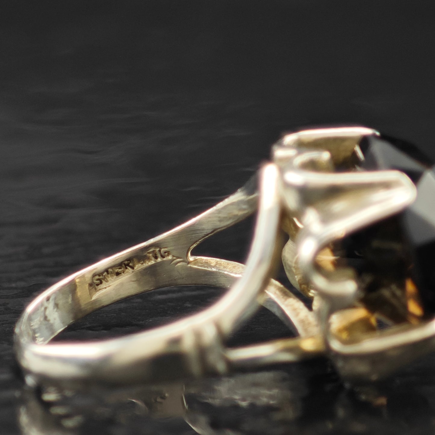 Smoky Quartz Ring Sterling Silver Sz 7 1/2 R6309