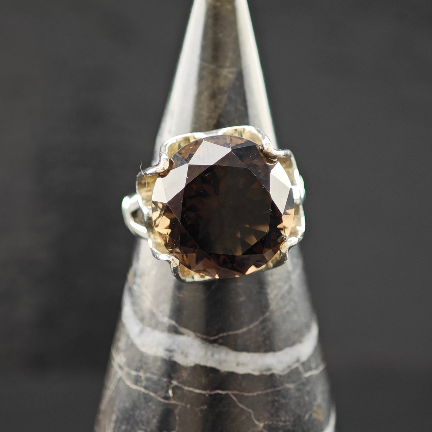 Smoky Quartz Ring Sterling Silver Sz 7 1/2 R6309