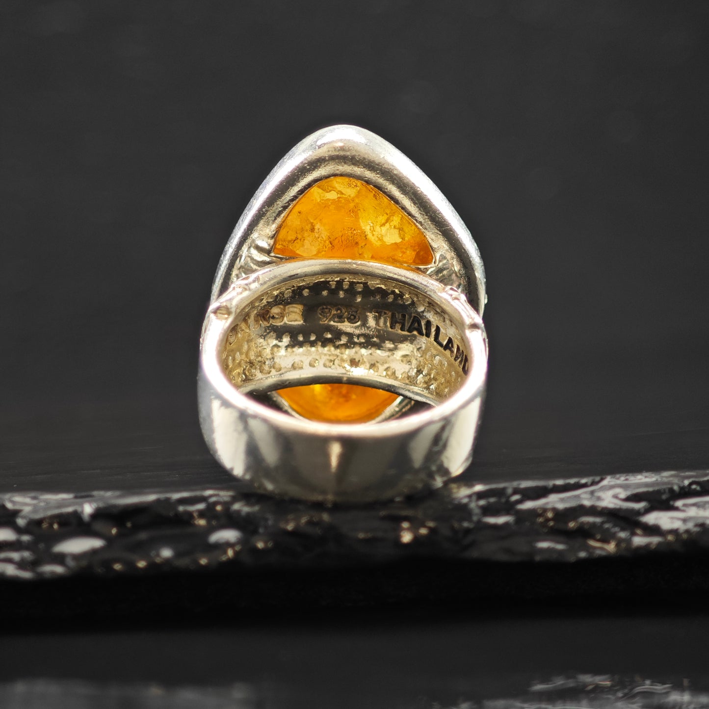 Citrine Geode Ring Sterling Silver Sz 8 R6312