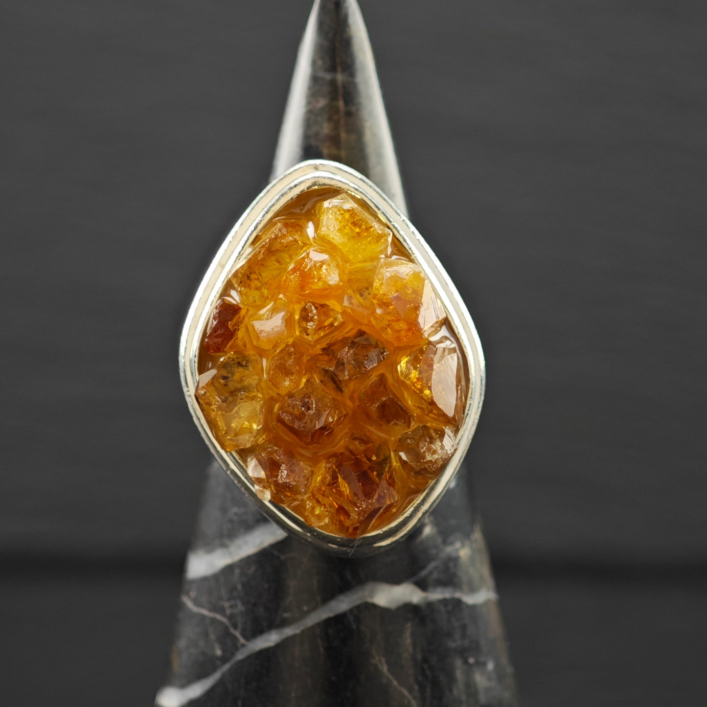 Citrine Geode Ring Sterling Silver Sz 8 R6312