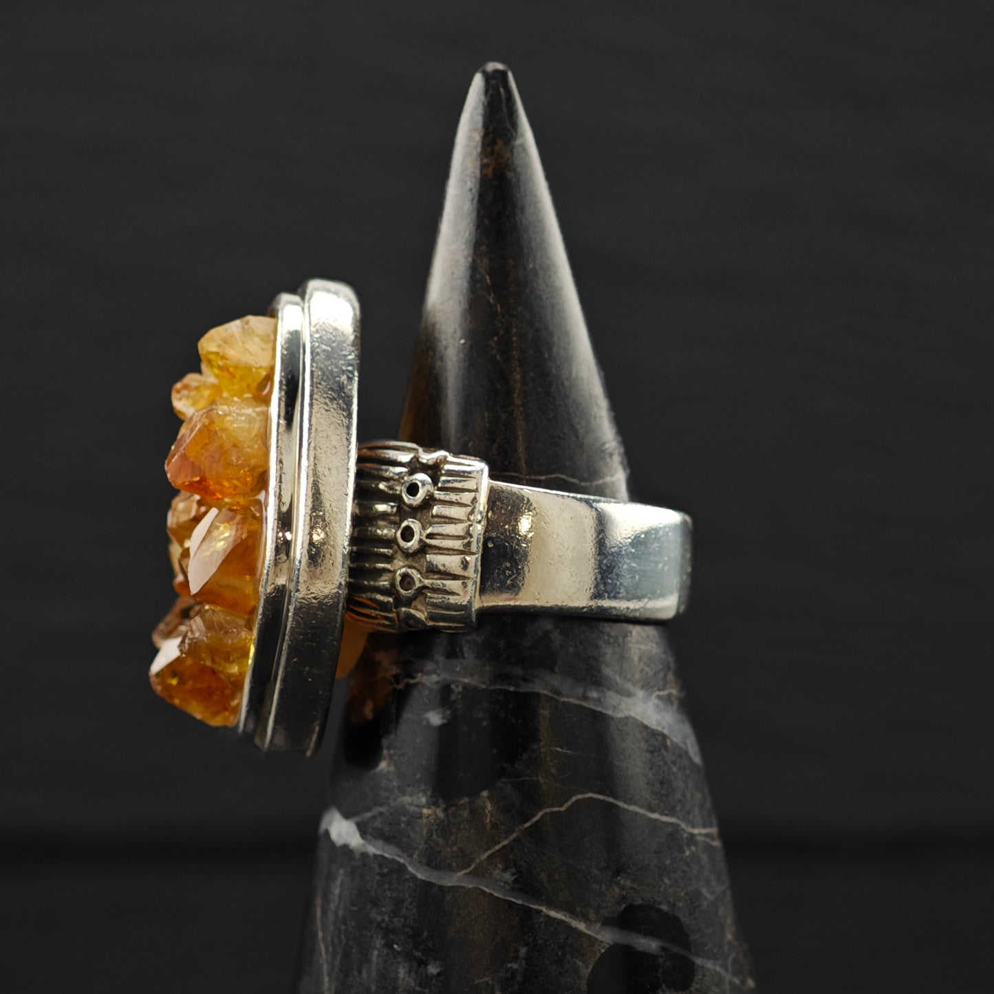 Citrine Geode Ring Sterling Silver Sz 8 R6312