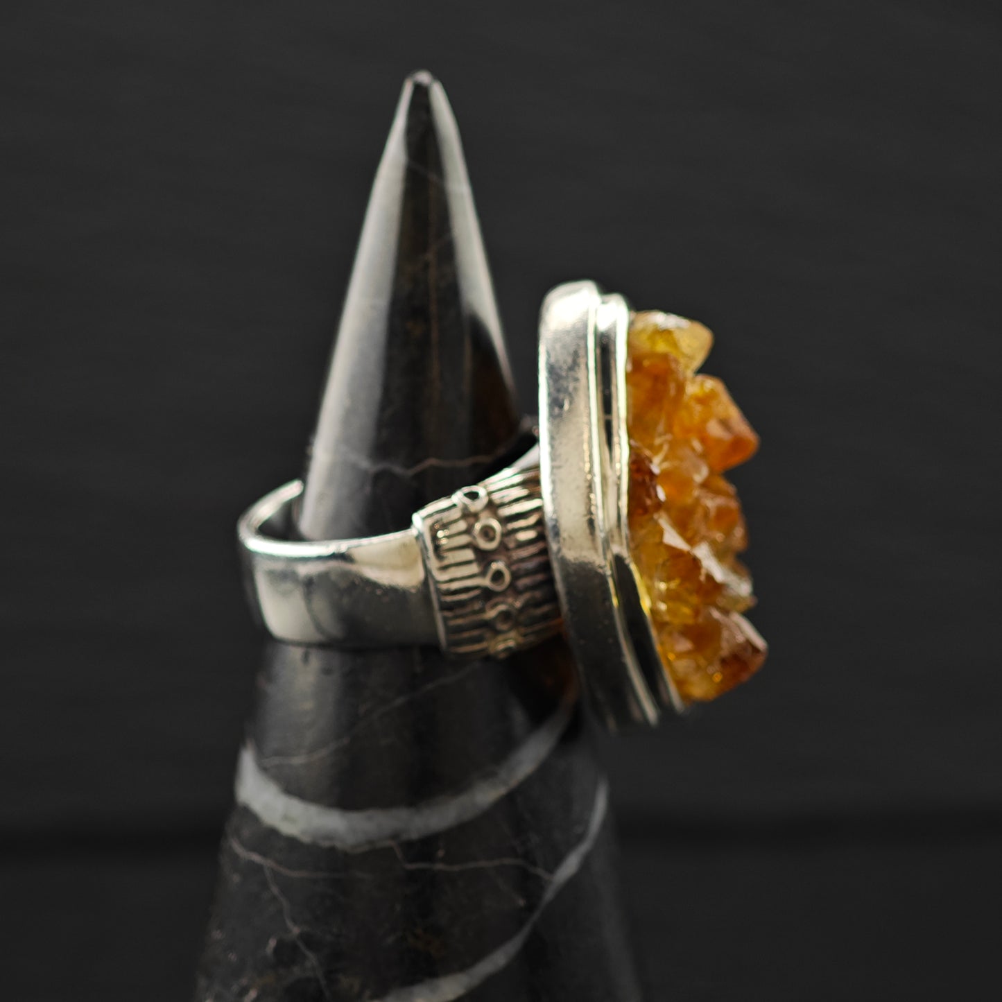 Citrine Geode Ring Sterling Silver Sz 8 R6312