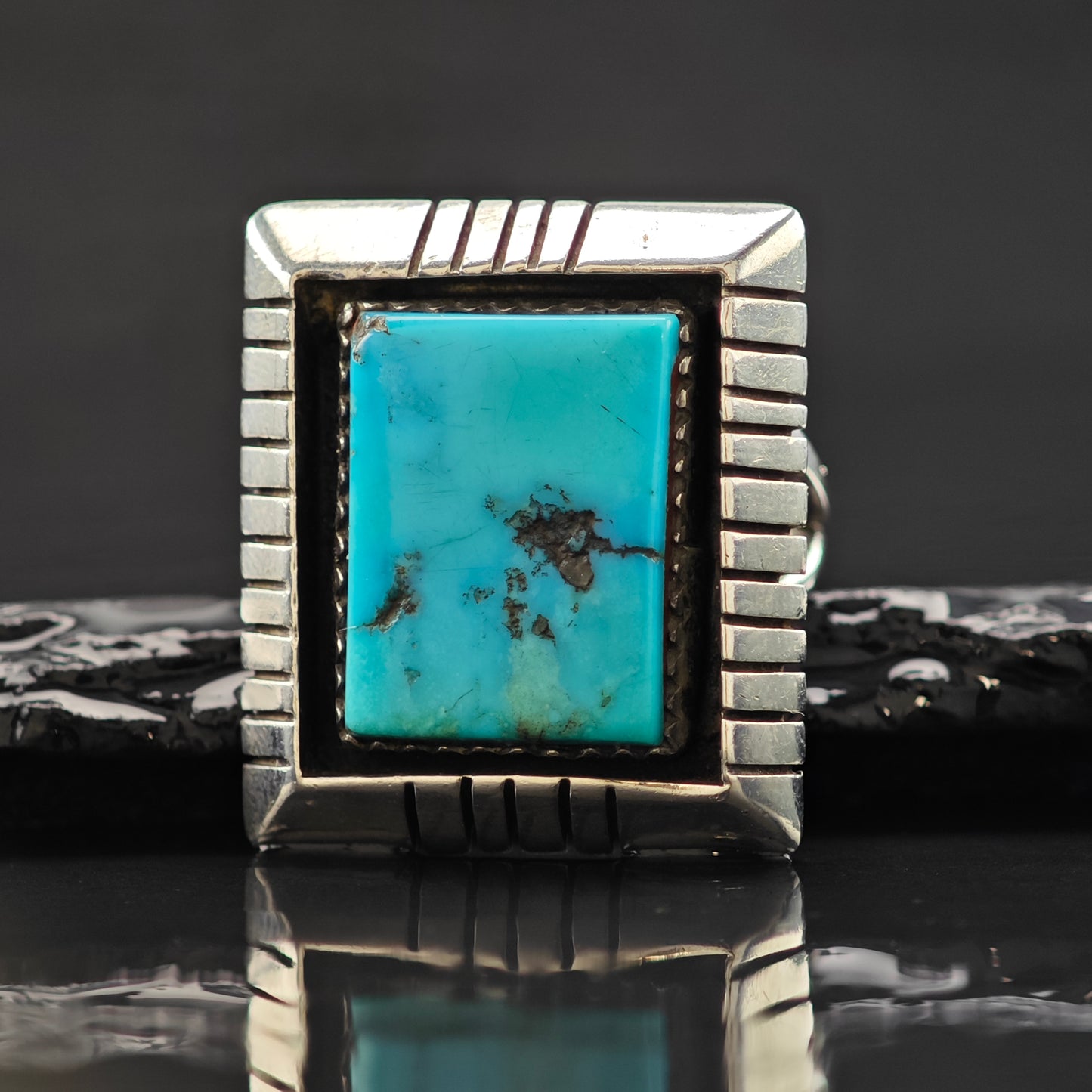 Benny Touchine Turquoise Ring Sterling Silver Sz 8 1/2 R6313
