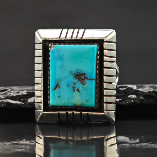 Benny Touchine Turquoise Ring Sterling Silver Sz 8 1/2 R6313