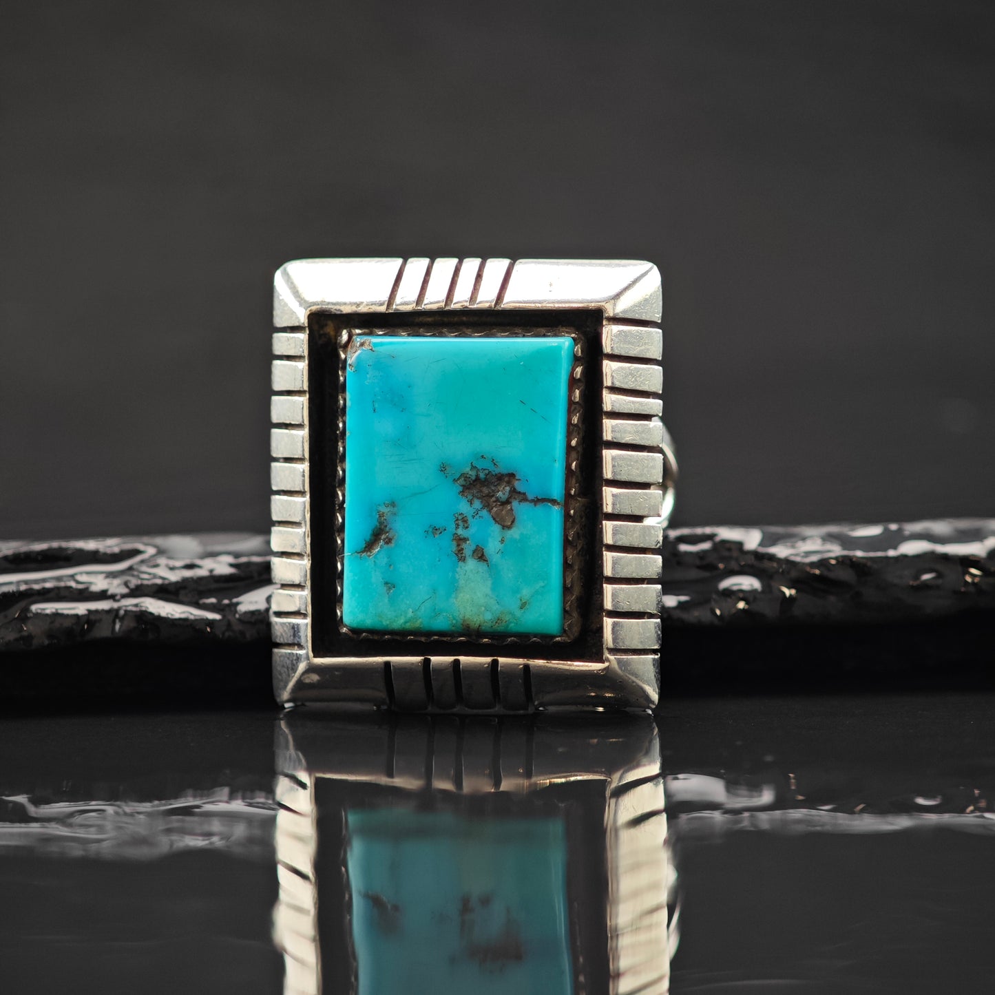 Benny Touchine Turquoise Ring Sterling Silver Sz 8 1/2 R6313