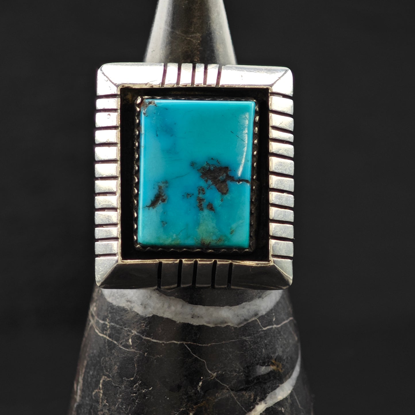 Benny Touchine Turquoise Ring Sterling Silver Sz 8 1/2 R6313