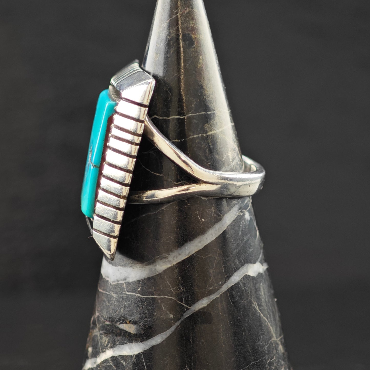 Benny Touchine Turquoise Ring Sterling Silver Sz 8 1/2 R6313