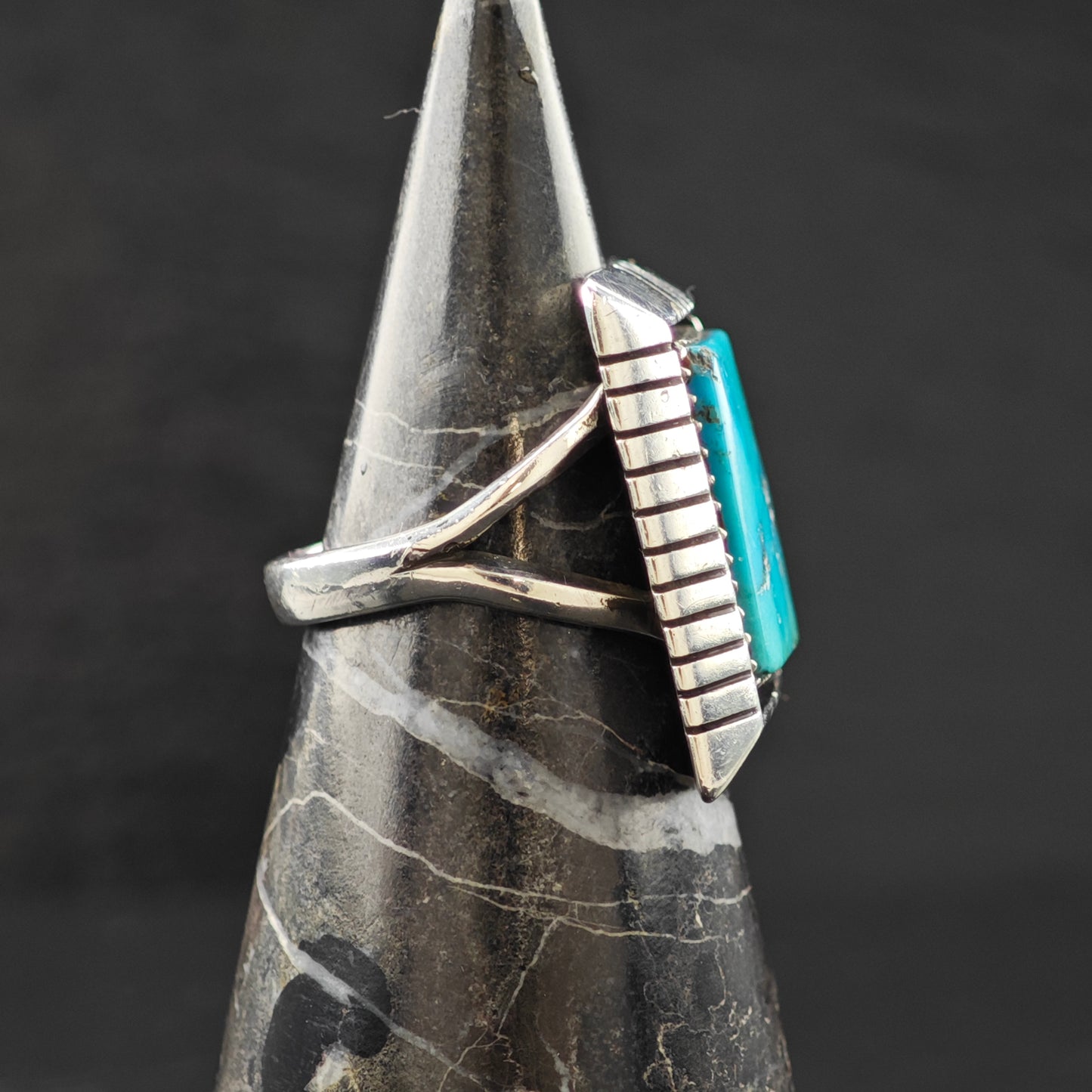 Benny Touchine Turquoise Ring Sterling Silver Sz 8 1/2 R6313