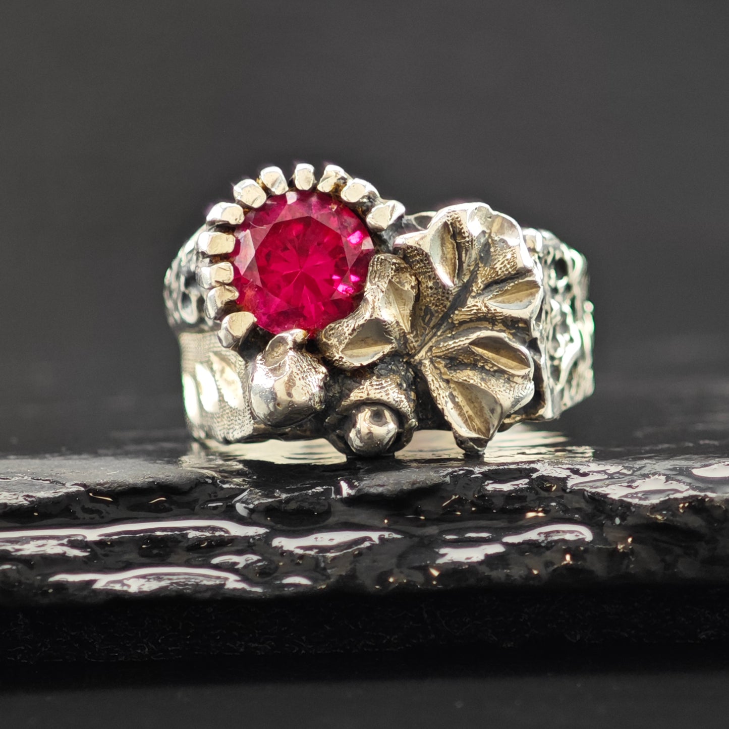 Black Hills Lab Ruby Ring Sterling Silver Sz 7 1/2 R6315