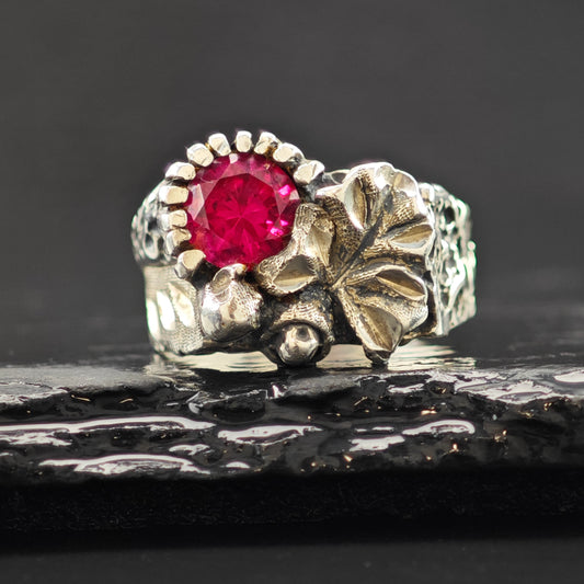 Black Hills Lab Ruby Ring Sterling Silver Sz 7 1/2 R6315
