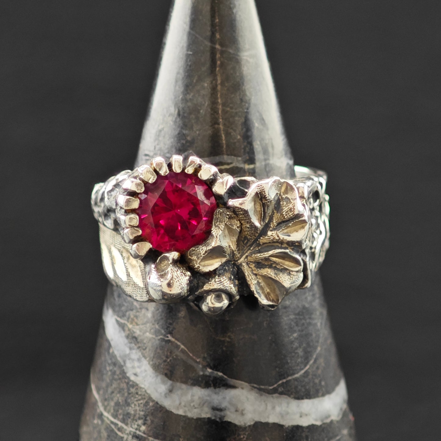 Black Hills Lab Ruby Ring Sterling Silver Sz 7 1/2 R6315