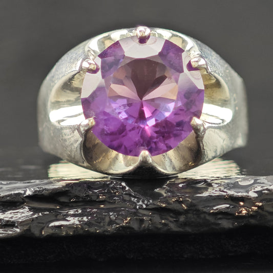 Synthetic Corundum Ring Sterling Silver Sz 12 1/2 R6317