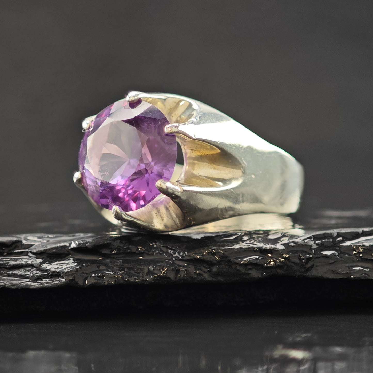 Synthetic Corundum Ring Sterling Silver Sz 12 1/2 R6317