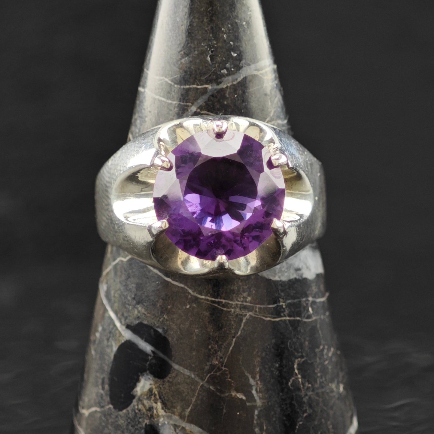 Synthetic Corundum Ring Sterling Silver Sz 12 1/2 R6317
