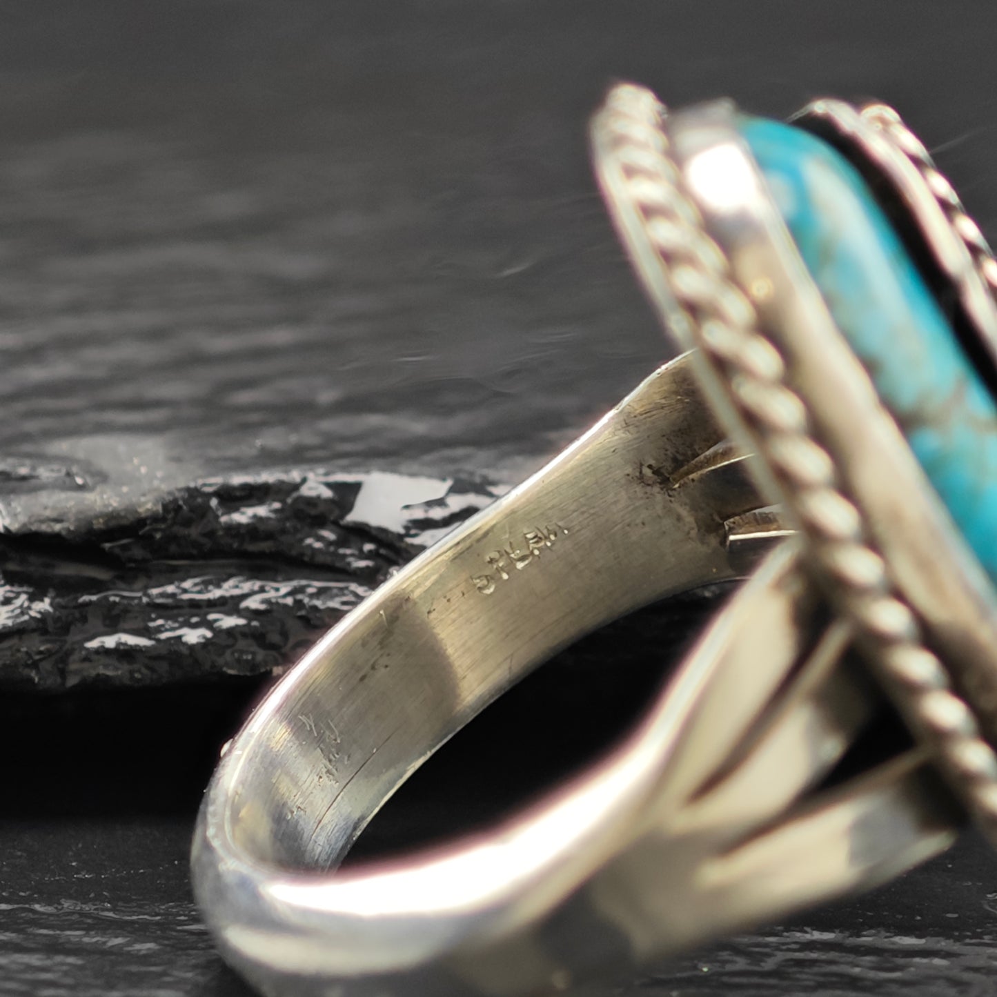 Spiderweb Turquoise Ring Sterling Silver Sz 9 1/2 R6324