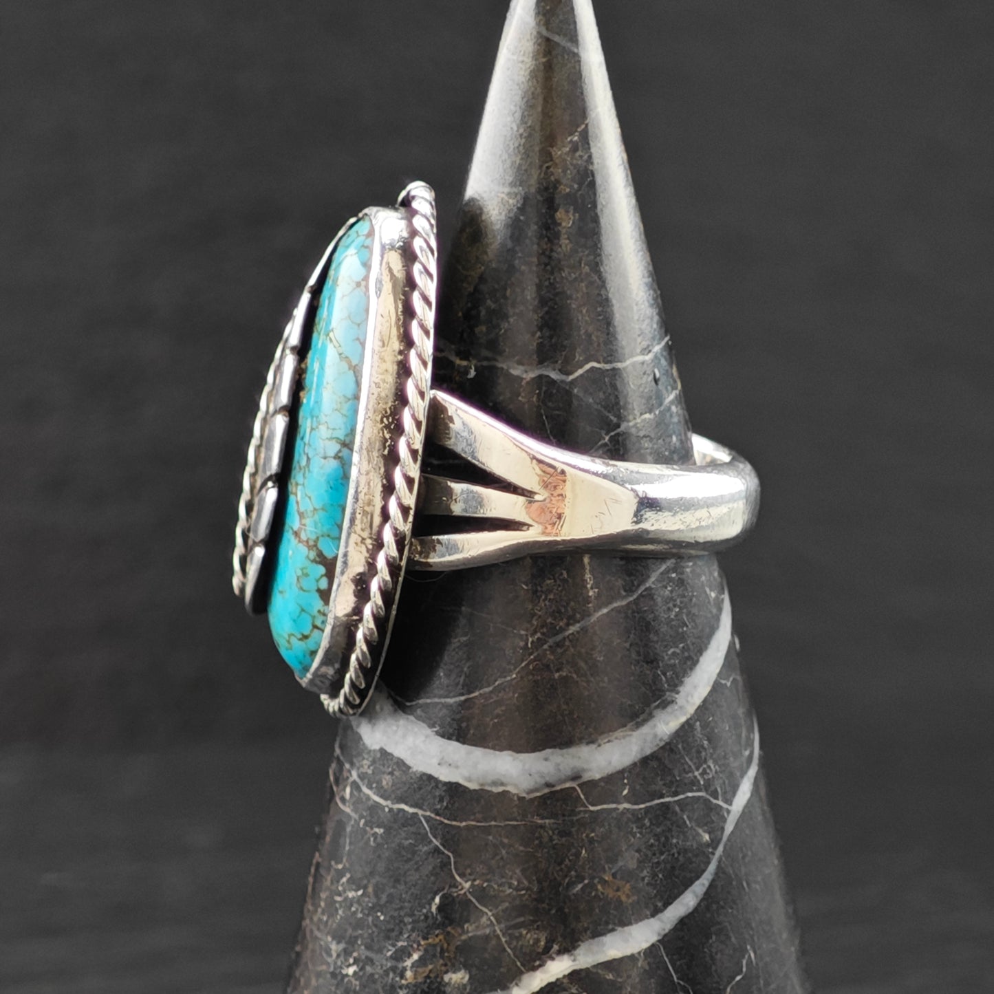 Spiderweb Turquoise Ring Sterling Silver Sz 9 1/2 R6324