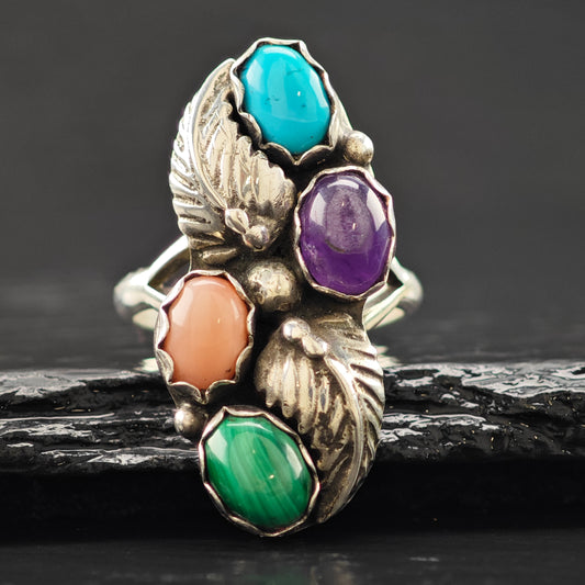 Gemstone Ring Native American Sterling Silver Sz 6 R6279