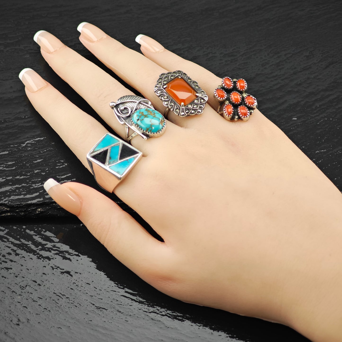 Art Deco Carnelian Ring Sterling Silver Sz 5.5 R6261