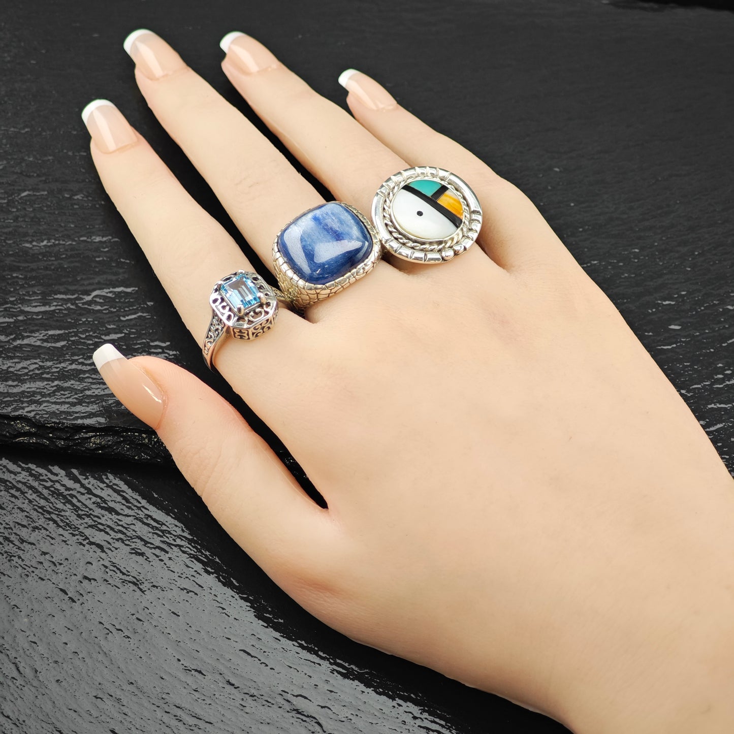 Kyanite Scaled Ring Sterling Silver Sz 9 R6284