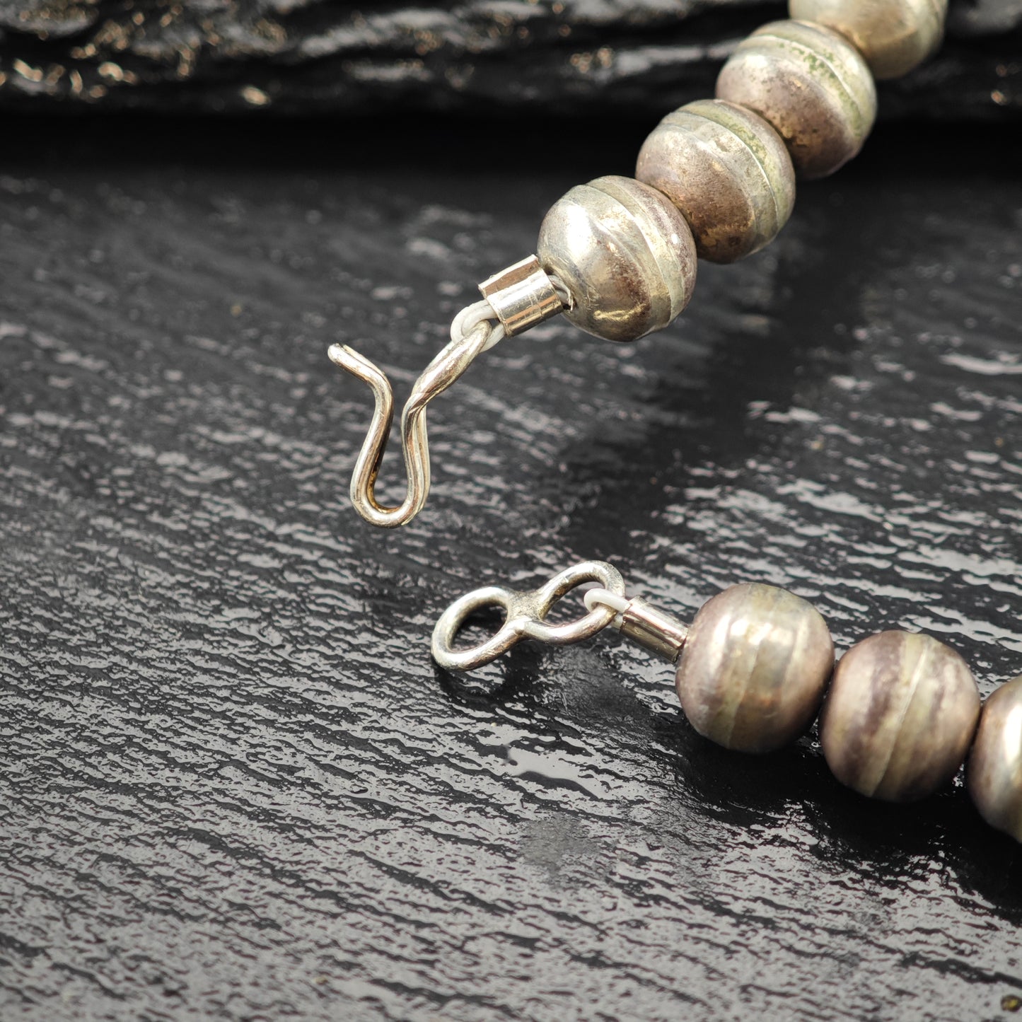 SW Sterling Silver Inlay Blue Jay Squash Blossom Necklace N2669