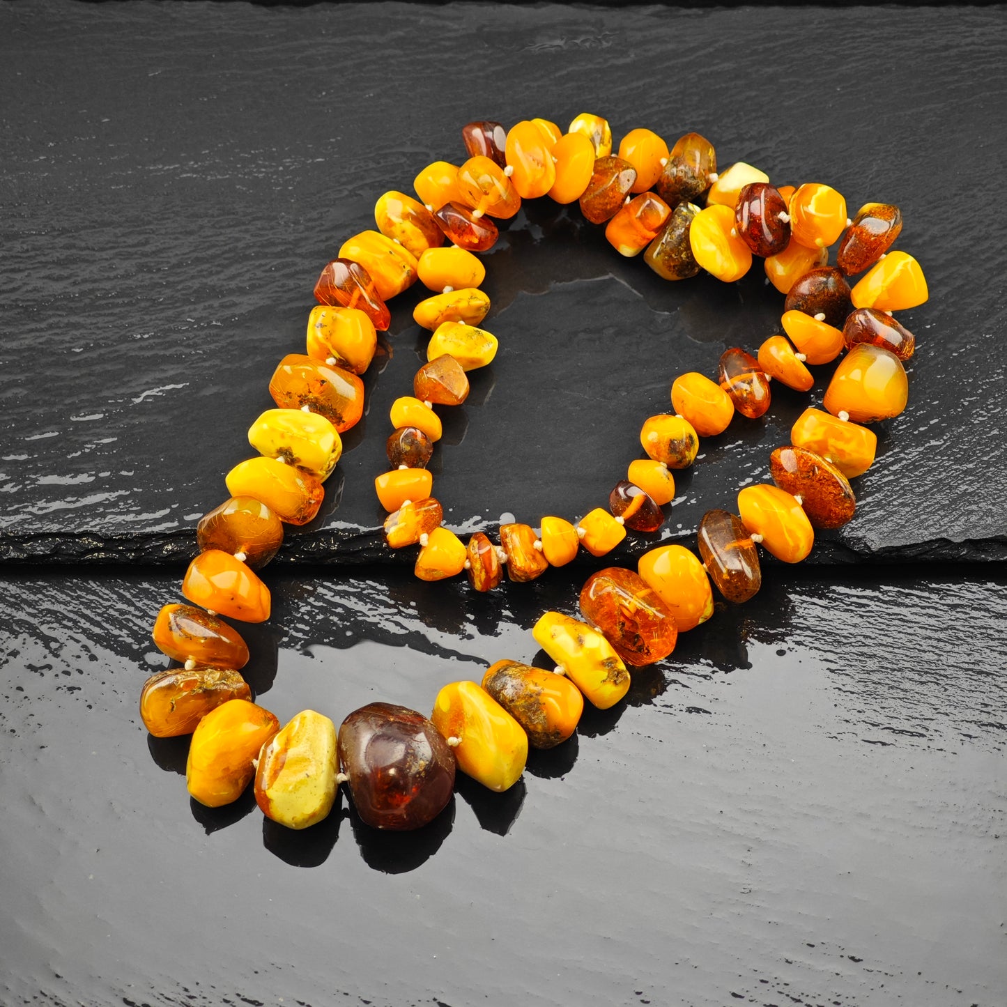 Vintage Orange Baltic Amber Beaded Necklace