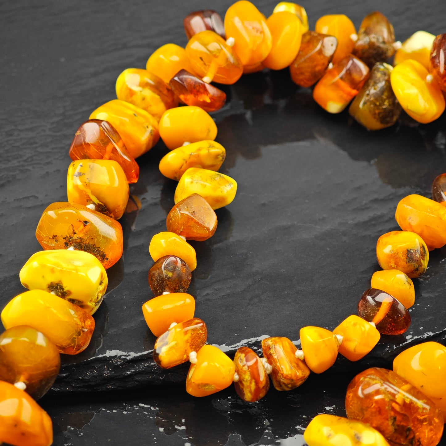 Vintage Orange Baltic Amber Beaded Necklace