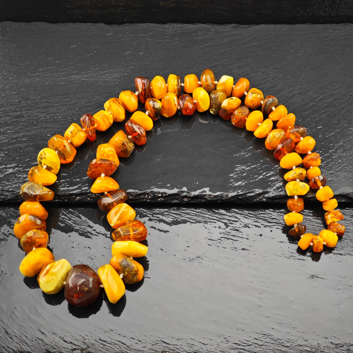 Vintage Orange Baltic Amber Beaded Necklace