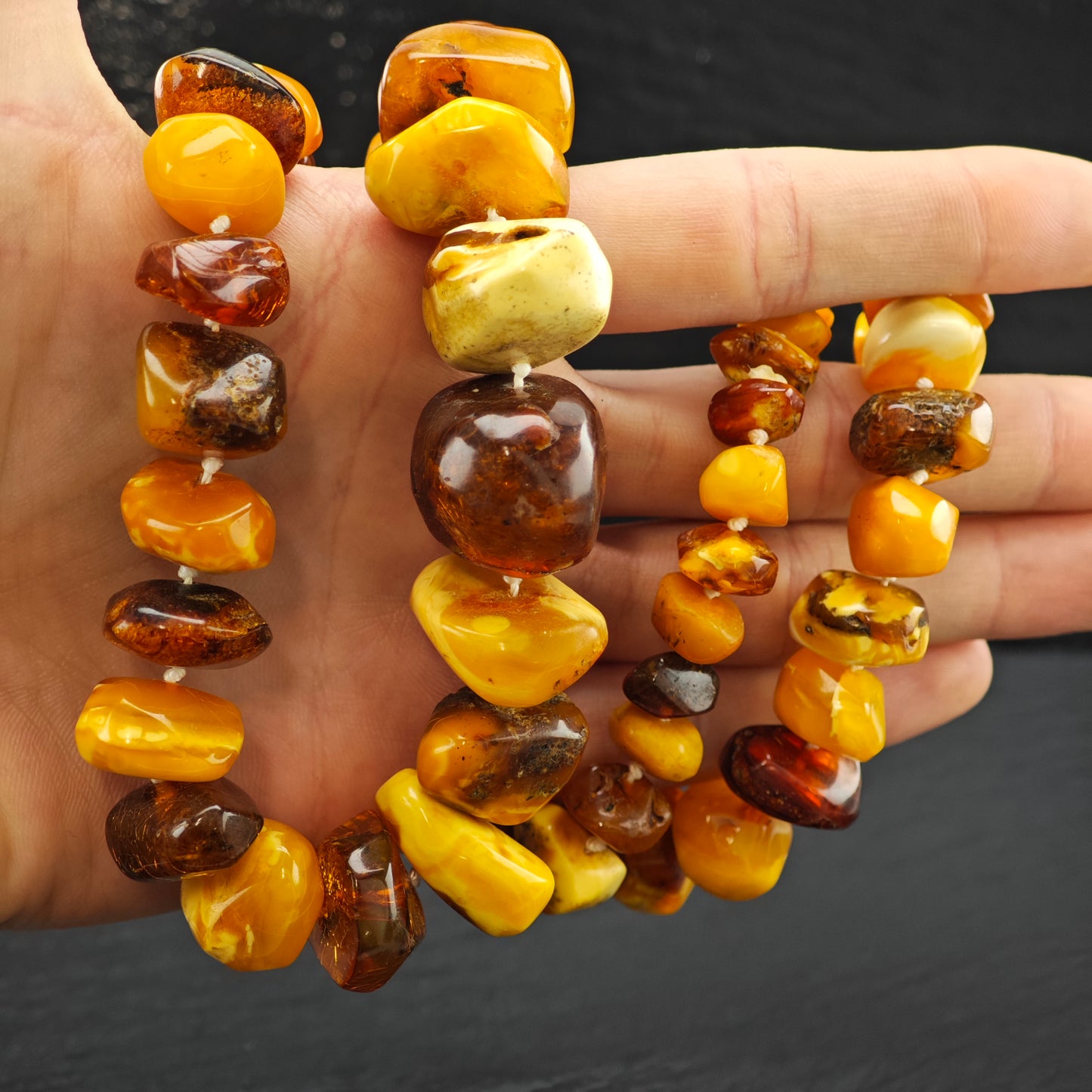Vintage Orange Baltic Amber Beaded Necklace