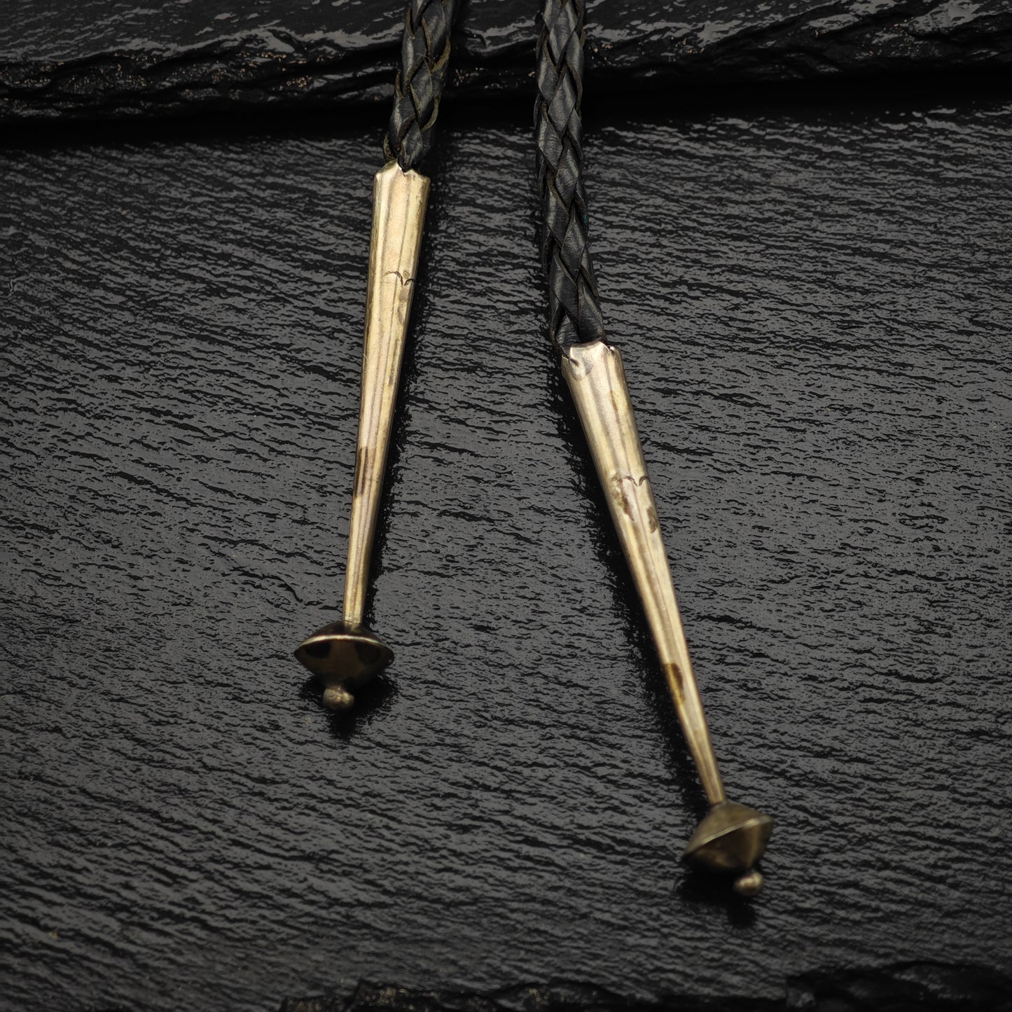Native American Sterling Silver Thunderbird Leather Bolo Tie N2674