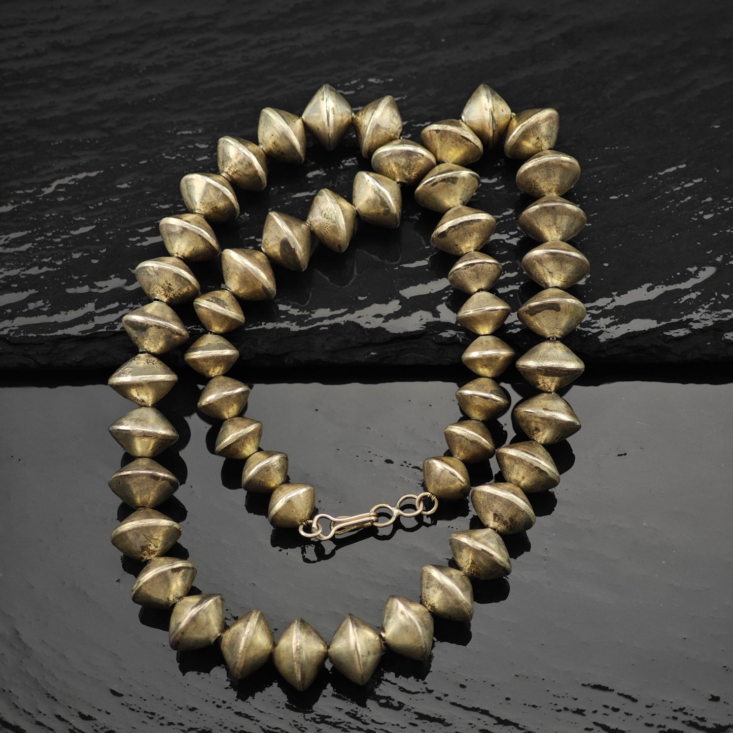 Vintage Native American Sterling Silver Beads Necklace N2680