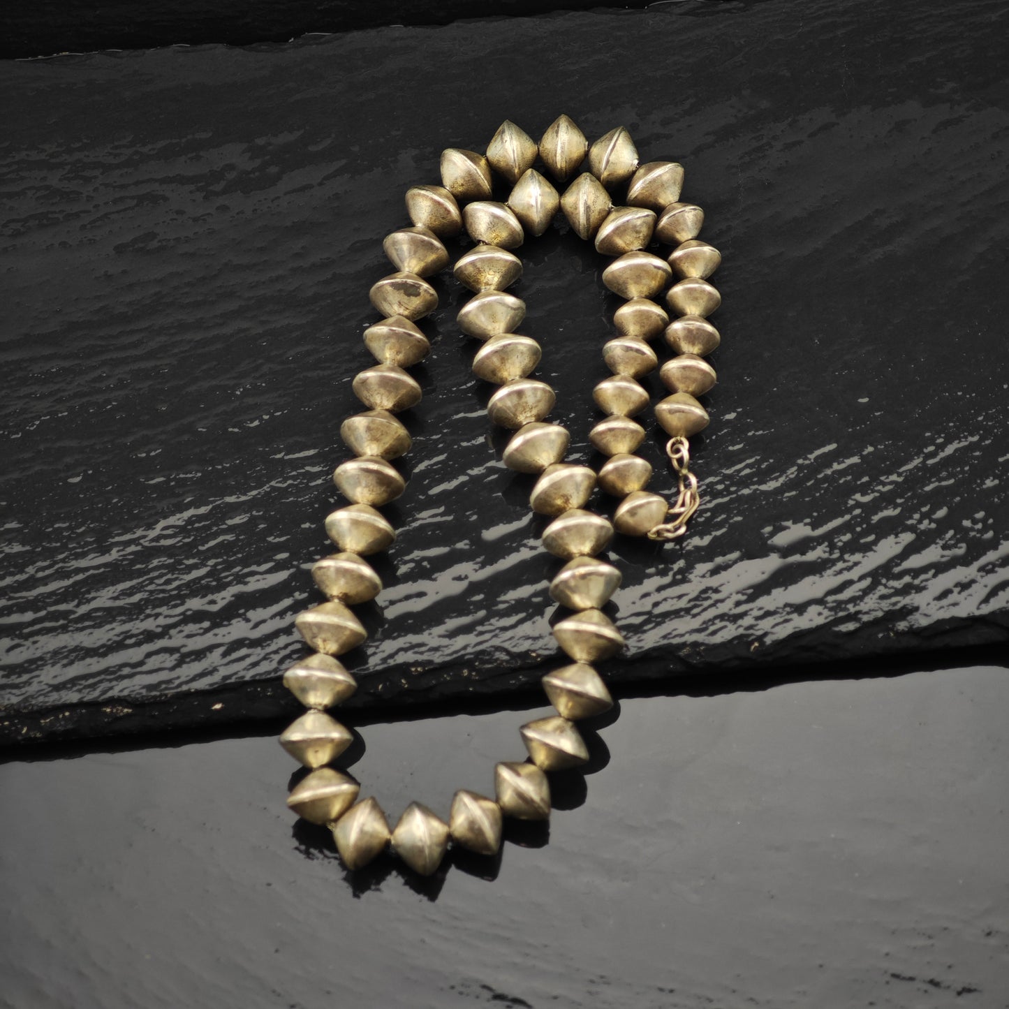 Vintage Native American Sterling Silver Beads Necklace N2680