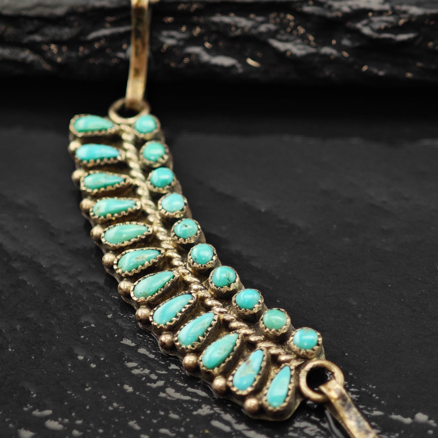 Zuni Sterling Silver Turquoise Cluster Necklace N2682