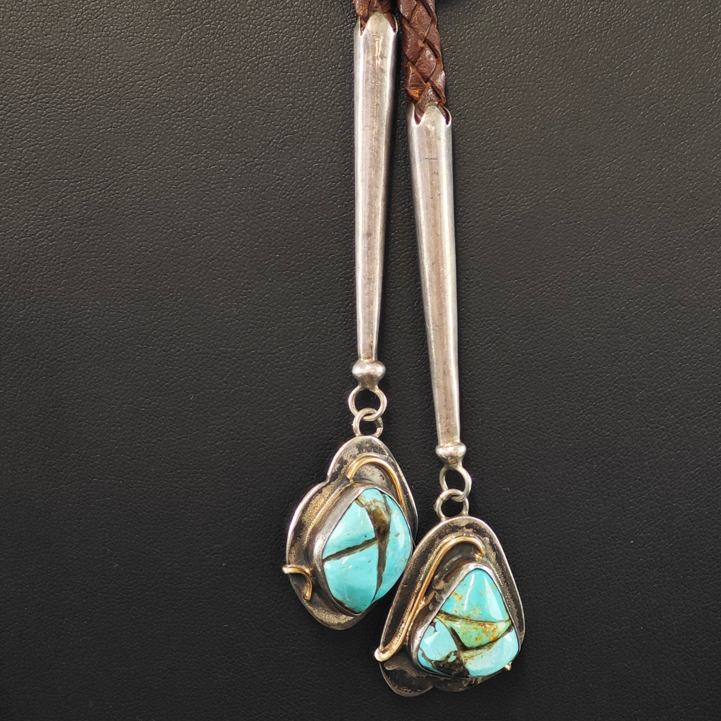 Carved Ram/Aries Sterling Silver w/ 14k Gold Accent Bolo Tie N2677