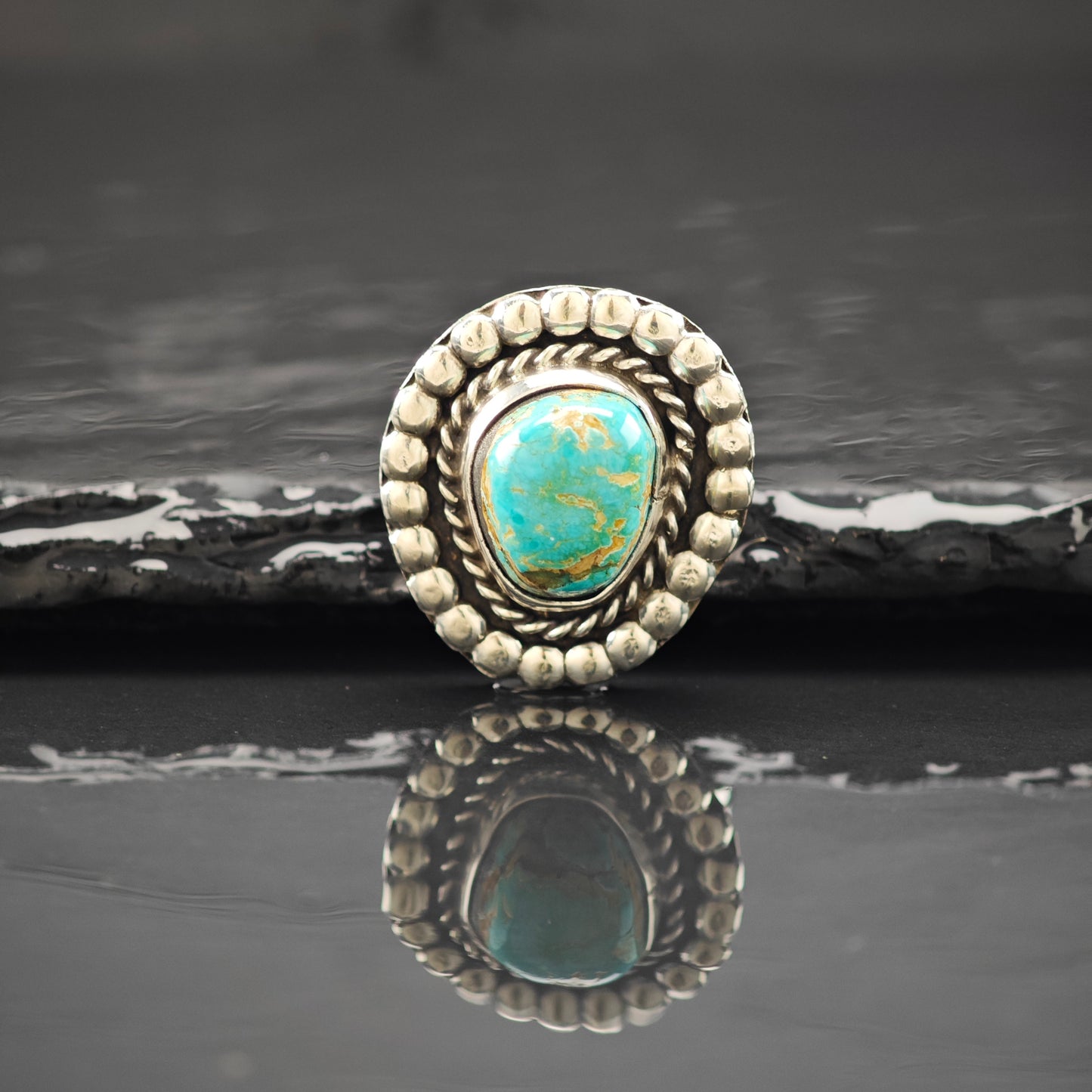 Turquoise Sw Ring Sterling Silver Sz 8.5 R6257