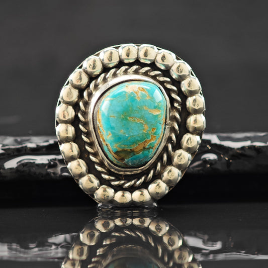 Turquoise Sw Ring Sterling Silver Sz 8.5 R6257