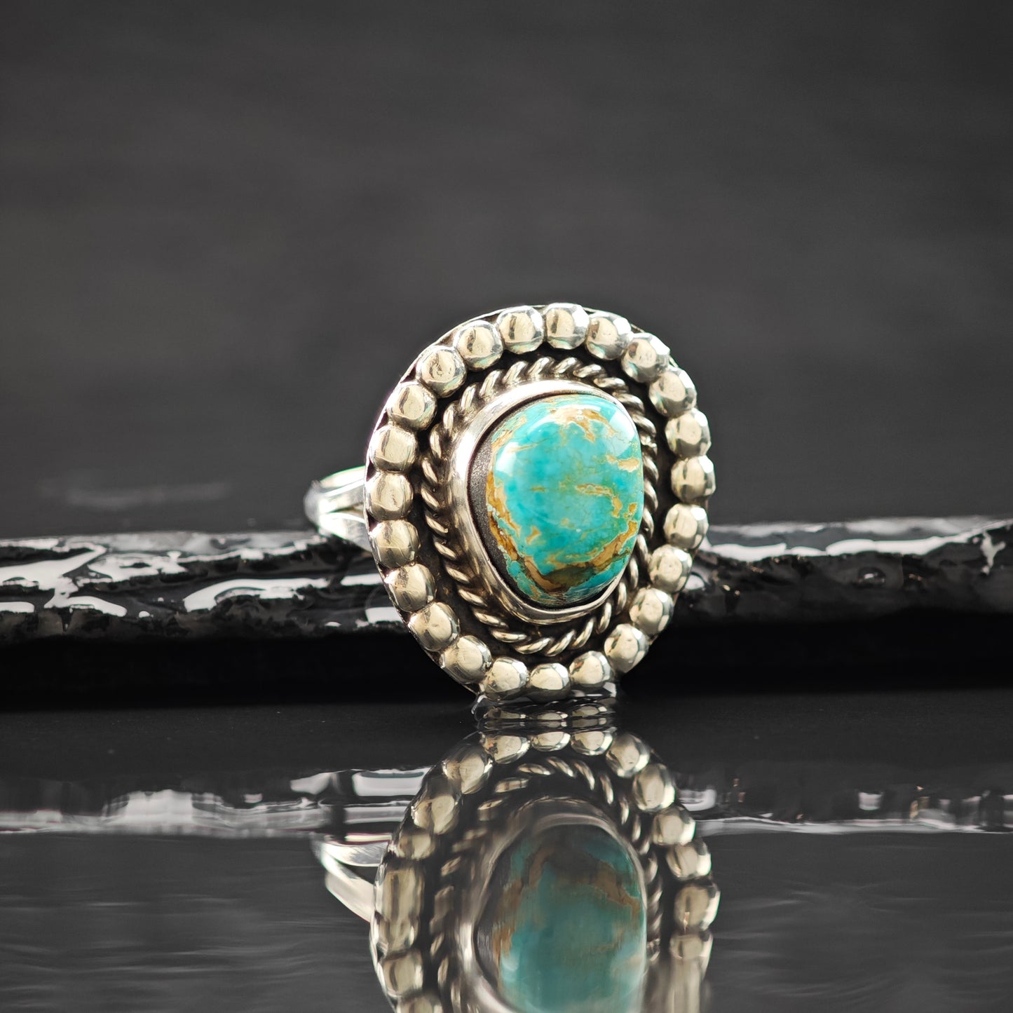Turquoise Sw Ring Sterling Silver Sz 8.5 R6257