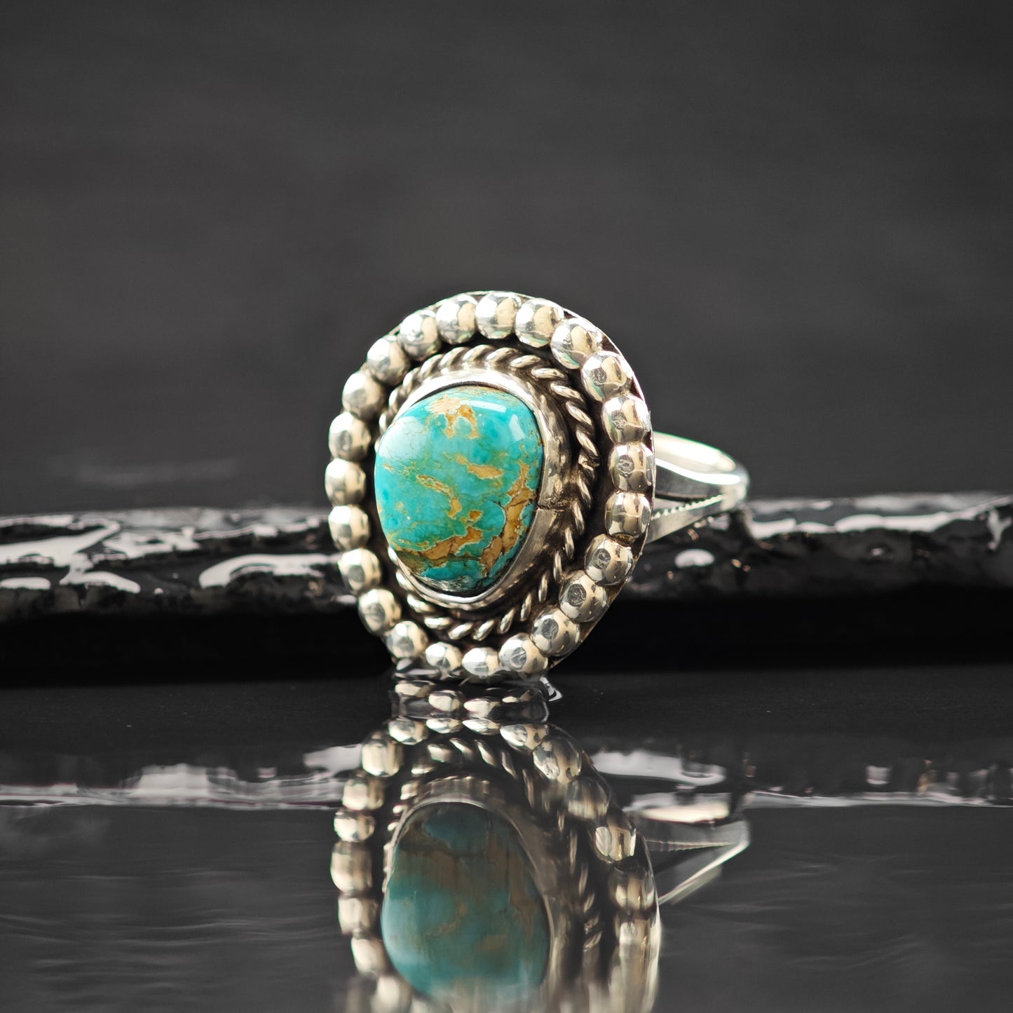 Turquoise Sw Ring Sterling Silver Sz 8.5 R6257