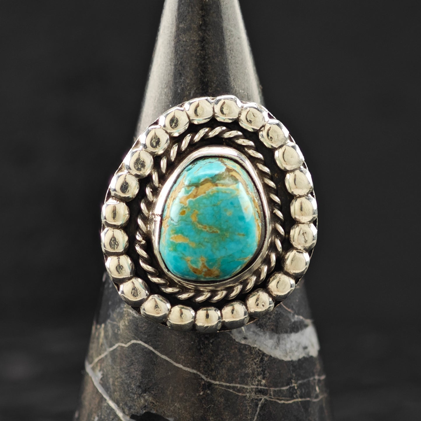 Turquoise Sw Ring Sterling Silver Sz 8.5 R6257