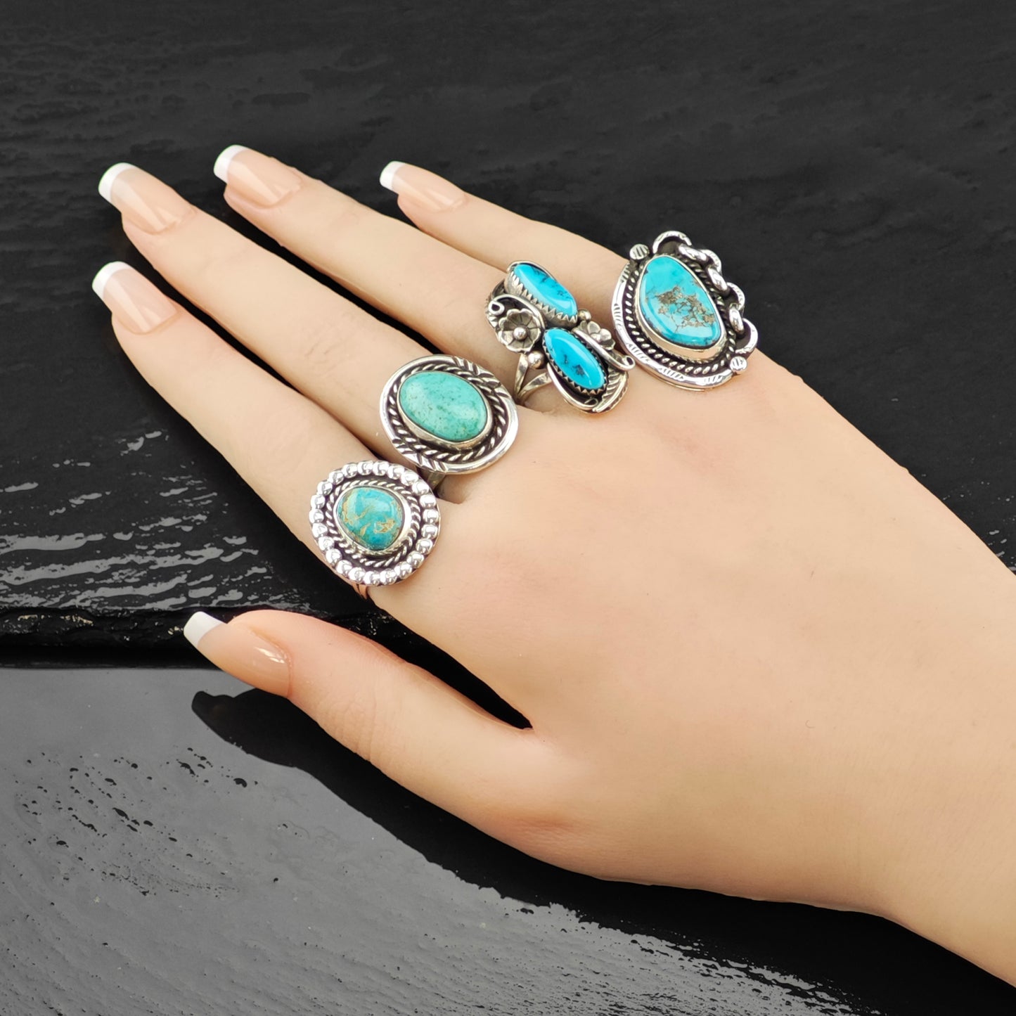 Turquise Native American Ring Sterling Silver Sz 6 R6260